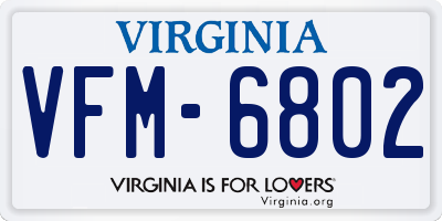 VA license plate VFM6802