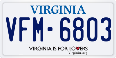 VA license plate VFM6803