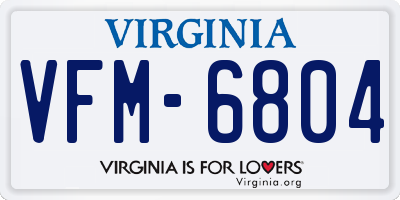 VA license plate VFM6804