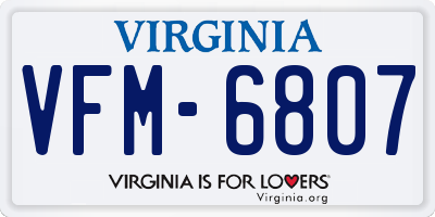 VA license plate VFM6807
