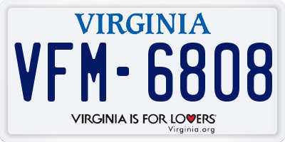 VA license plate VFM6808