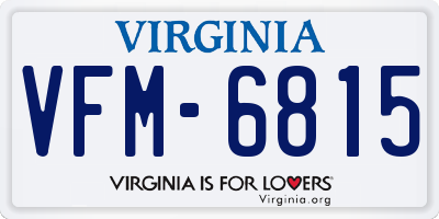 VA license plate VFM6815