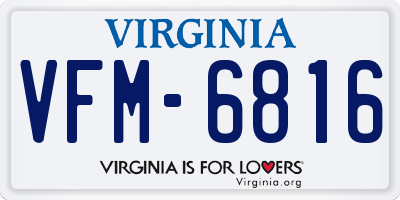 VA license plate VFM6816