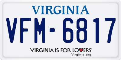VA license plate VFM6817