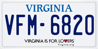 VA license plate VFM6820