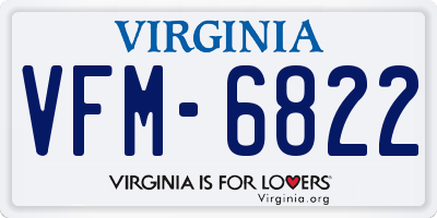 VA license plate VFM6822