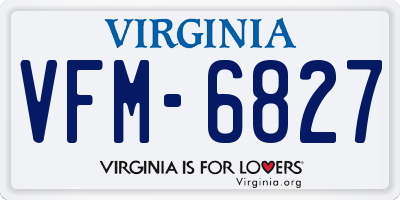 VA license plate VFM6827