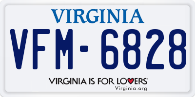 VA license plate VFM6828