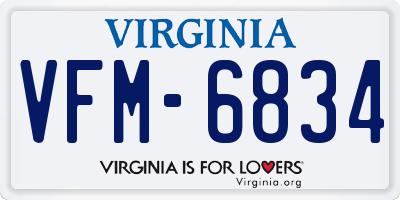 VA license plate VFM6834
