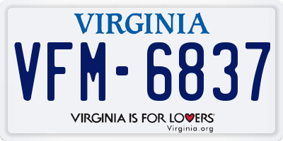 VA license plate VFM6837