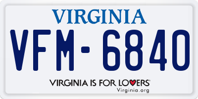 VA license plate VFM6840