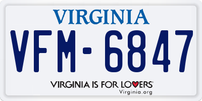 VA license plate VFM6847