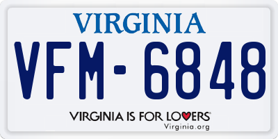 VA license plate VFM6848