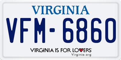 VA license plate VFM6860