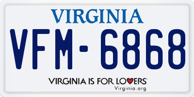 VA license plate VFM6868