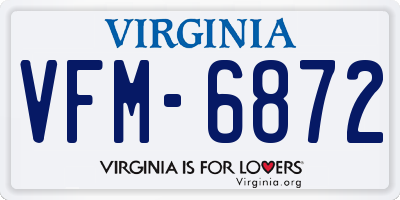 VA license plate VFM6872