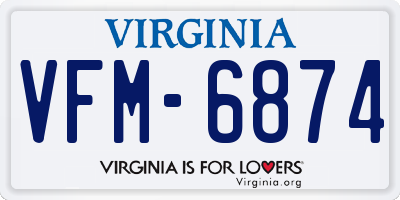 VA license plate VFM6874