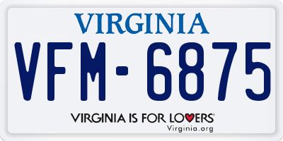 VA license plate VFM6875