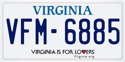 VA license plate VFM6885