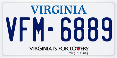 VA license plate VFM6889
