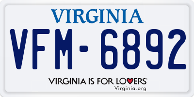 VA license plate VFM6892
