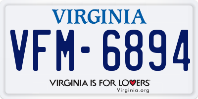 VA license plate VFM6894