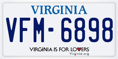 VA license plate VFM6898