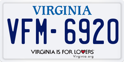 VA license plate VFM6920