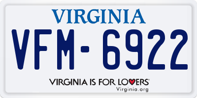 VA license plate VFM6922
