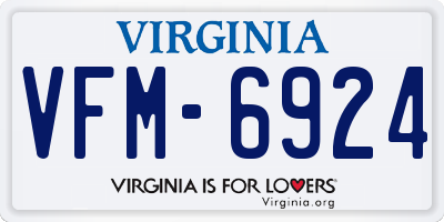 VA license plate VFM6924