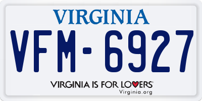VA license plate VFM6927