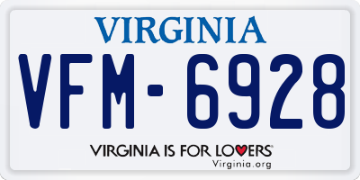 VA license plate VFM6928
