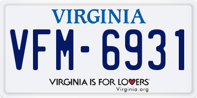 VA license plate VFM6931