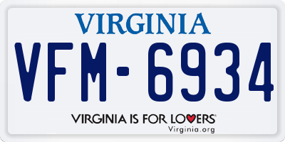 VA license plate VFM6934