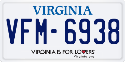VA license plate VFM6938