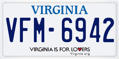 VA license plate VFM6942
