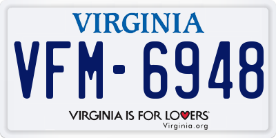 VA license plate VFM6948