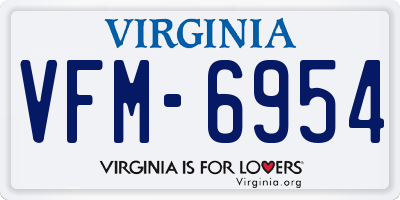 VA license plate VFM6954