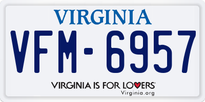 VA license plate VFM6957