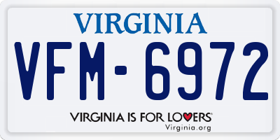 VA license plate VFM6972