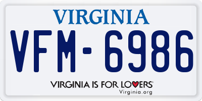 VA license plate VFM6986