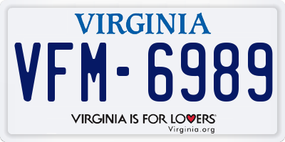 VA license plate VFM6989