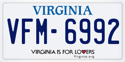 VA license plate VFM6992