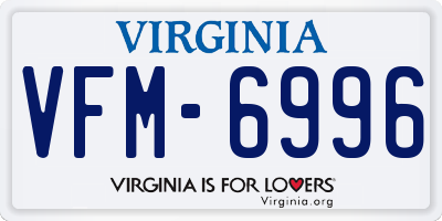 VA license plate VFM6996