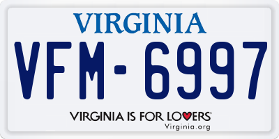 VA license plate VFM6997