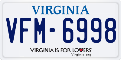 VA license plate VFM6998