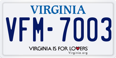 VA license plate VFM7003