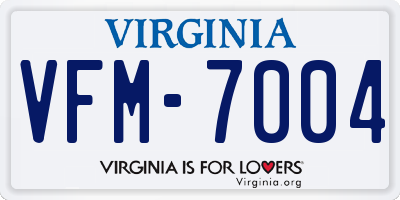 VA license plate VFM7004