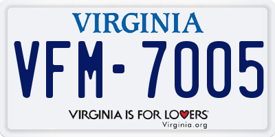 VA license plate VFM7005