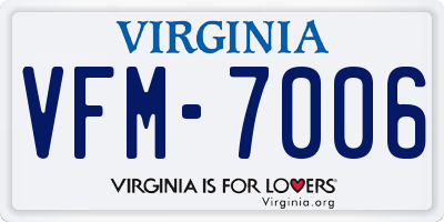 VA license plate VFM7006